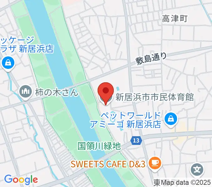新居浜市市民体育館の地図