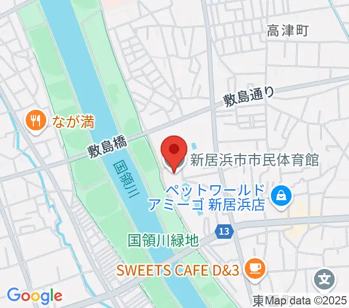 新居浜市市民体育館の地図
