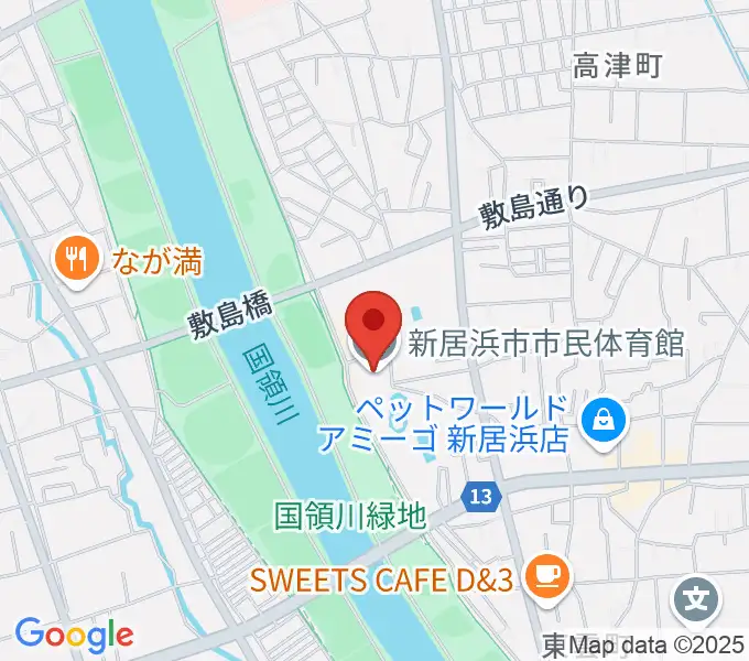 新居浜市市民体育館の地図