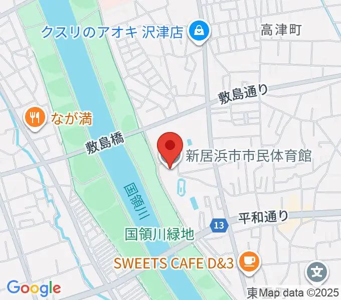 新居浜市市民体育館の地図