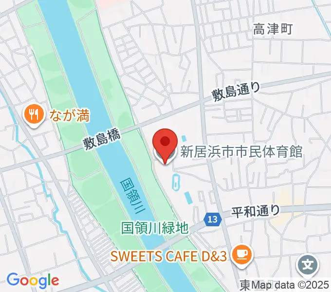 新居浜市市民体育館の地図