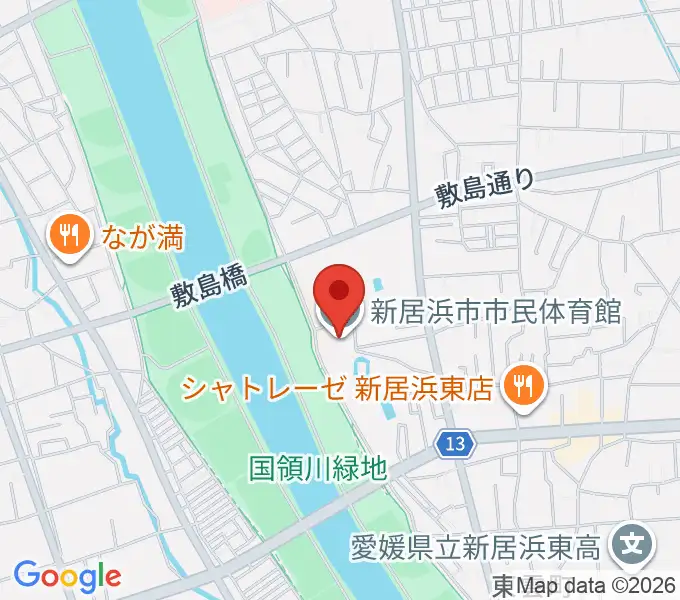 新居浜市市民体育館の地図