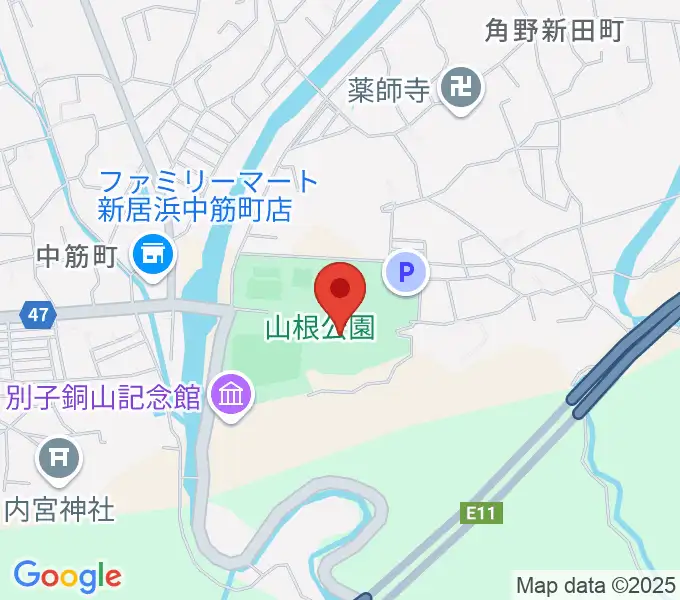 新居浜市山根総合体育館の地図