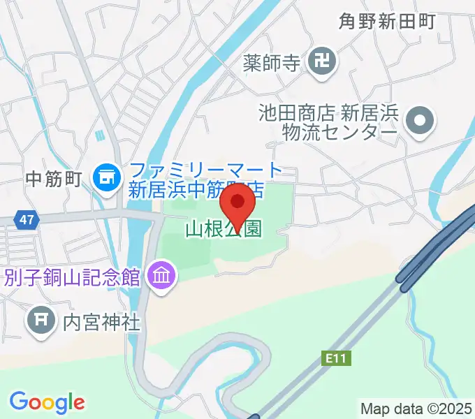 新居浜市山根総合体育館の地図