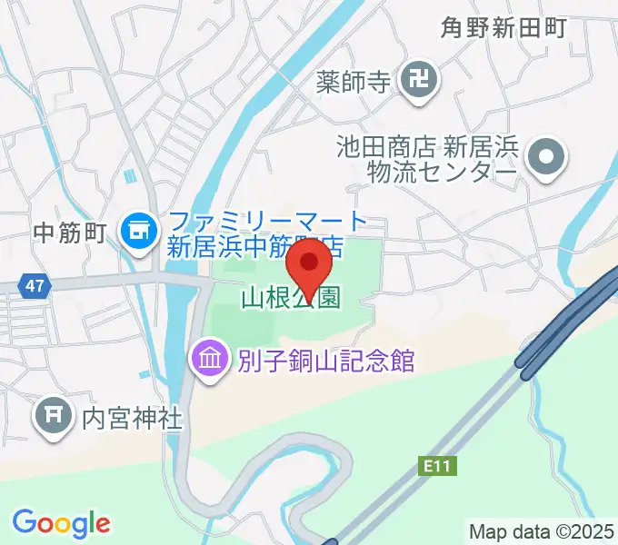 新居浜市山根総合体育館の地図