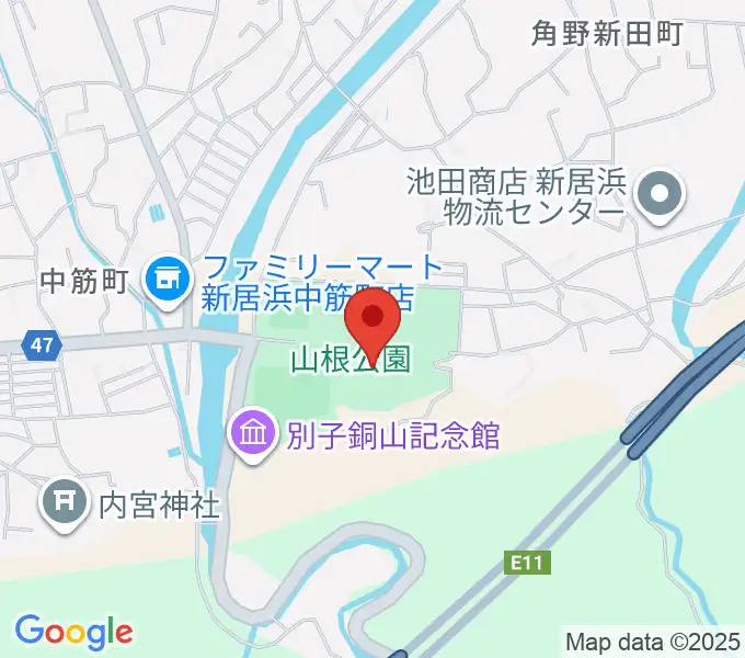 新居浜市山根総合体育館の地図