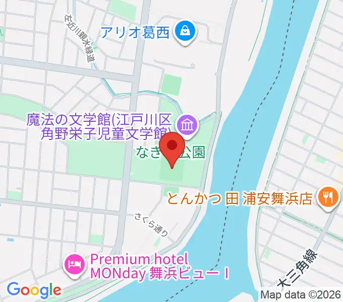 なぎさ公園少年野球場広場の地図