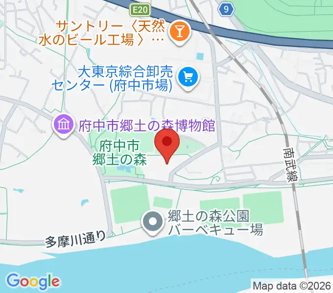郷土の森総合体育館の地図