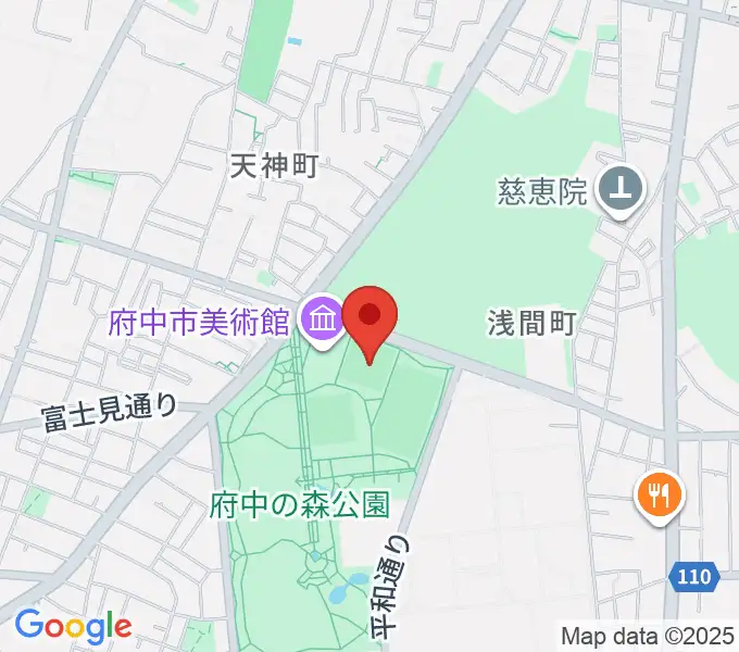府中の森公園小野球場の地図