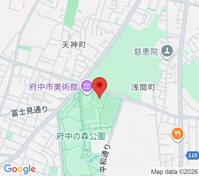 府中の森公園小野球場の地図