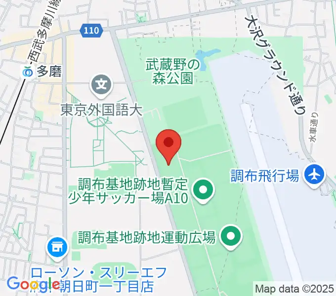 調布基地跡地暫定少年サッカー場の地図