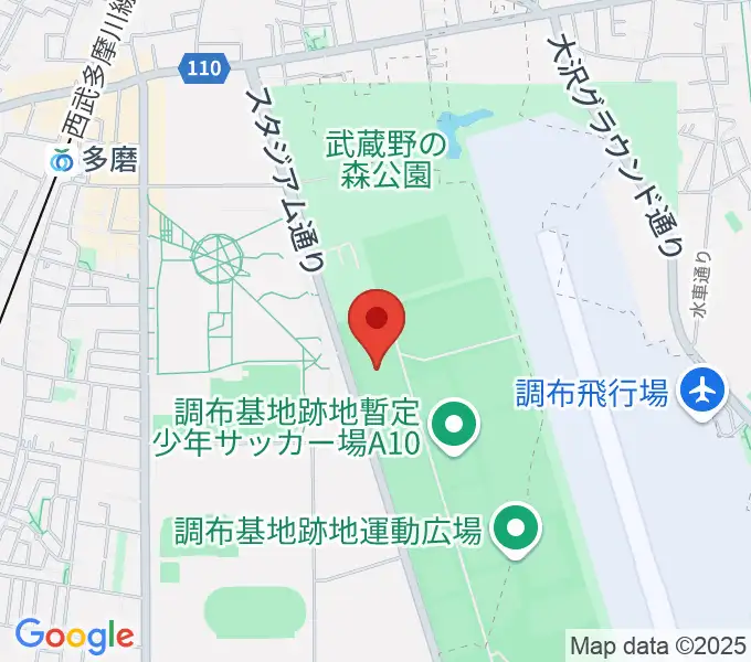 調布基地跡地暫定少年サッカー場の地図