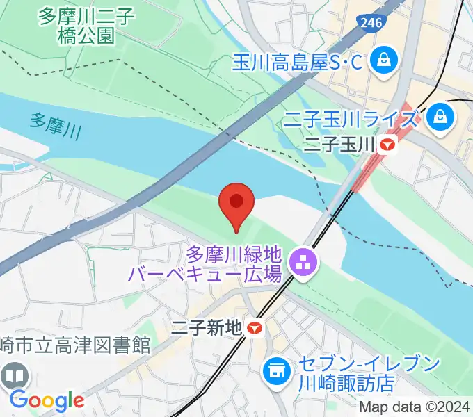 川崎市二子球場の地図