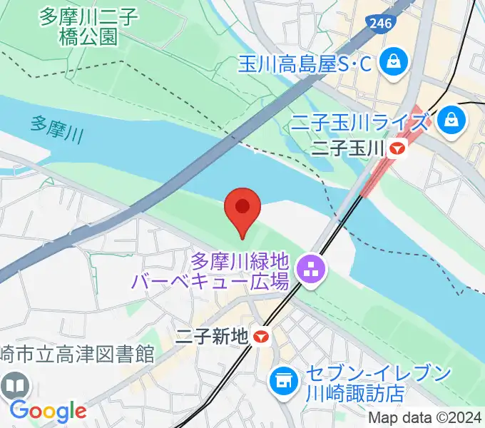 川崎市二子球場の地図