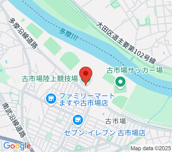 古市場陸上競技場の地図