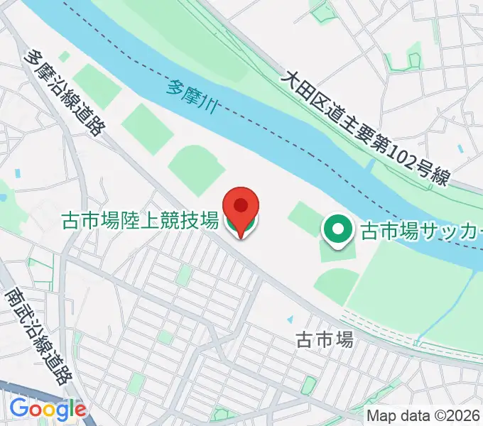 古市場陸上競技場の地図
