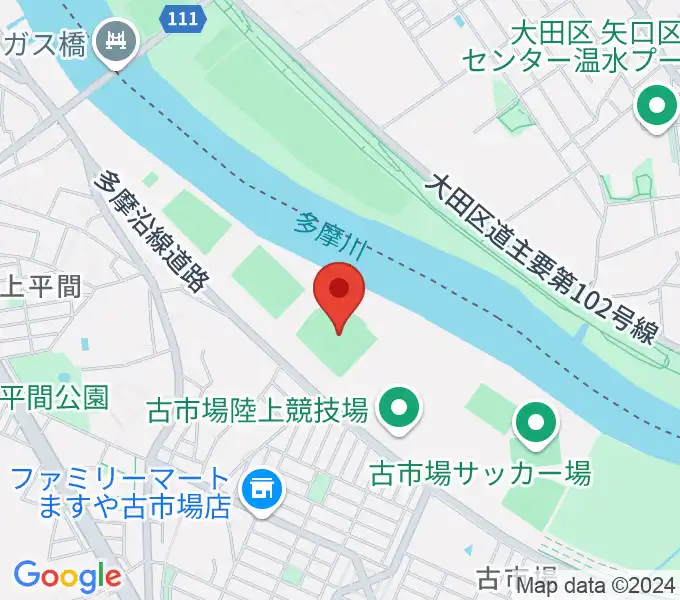 上平間球場の地図