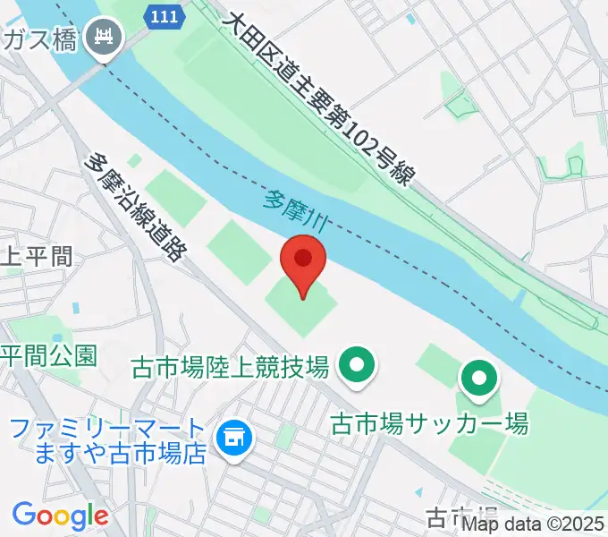 上平間球場の地図