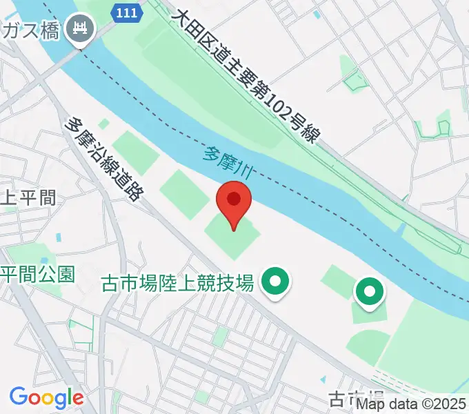上平間球場の地図