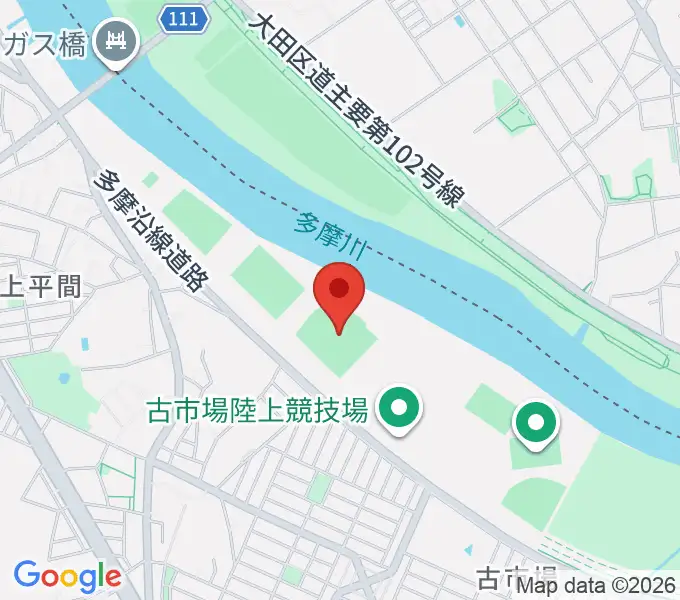 上平間球場の地図