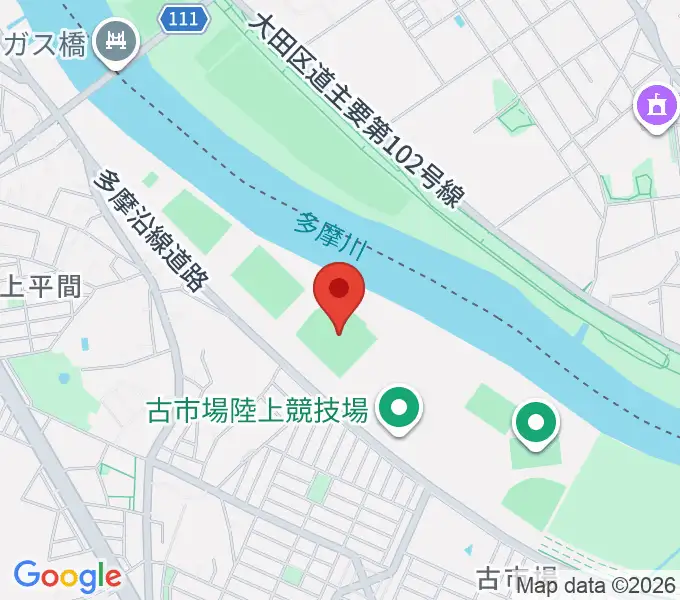 上平間球場の地図