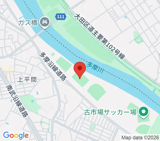 上平間サッカー場の地図