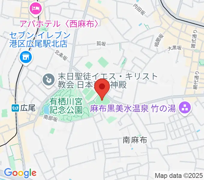 麻布運動場軟式野球場の地図