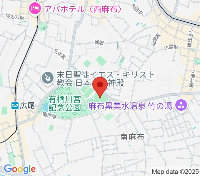 麻布運動場軟式野球場の地図