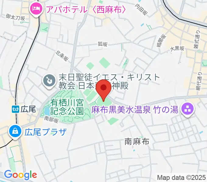 麻布運動場軟式野球場の地図