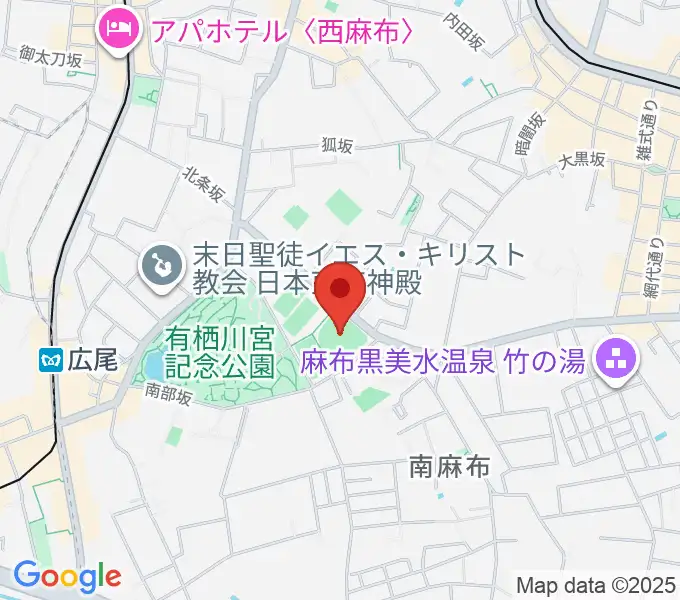 麻布運動場軟式野球場の地図