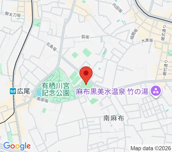 麻布運動場軟式野球場の地図