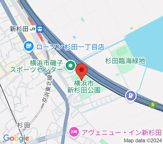 新杉田公園野球場の地図