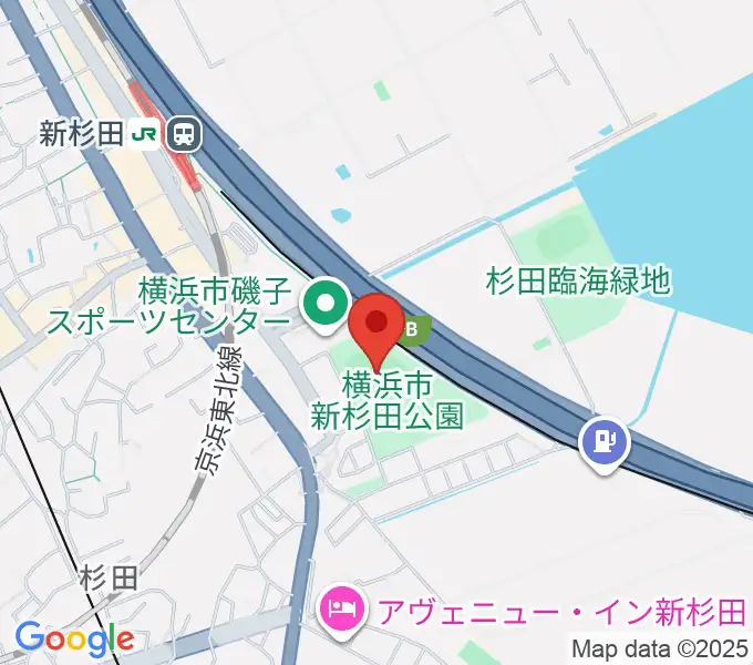 新杉田公園野球場の地図