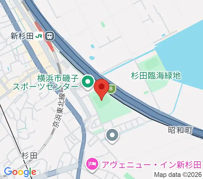 新杉田公園野球場の地図