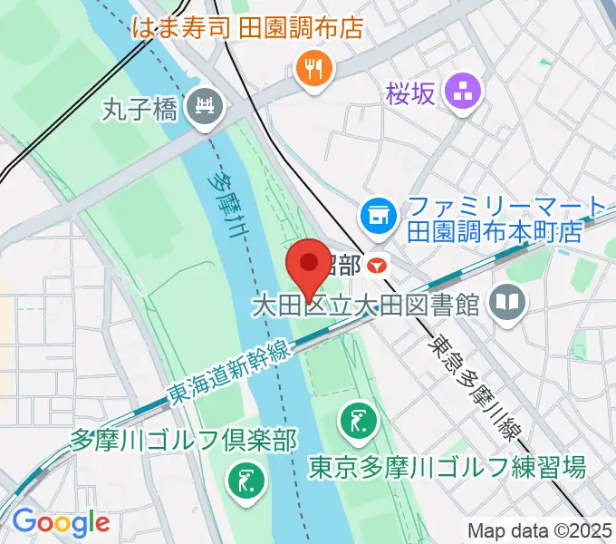 多摩川丸子橋緑地少年野球場の地図