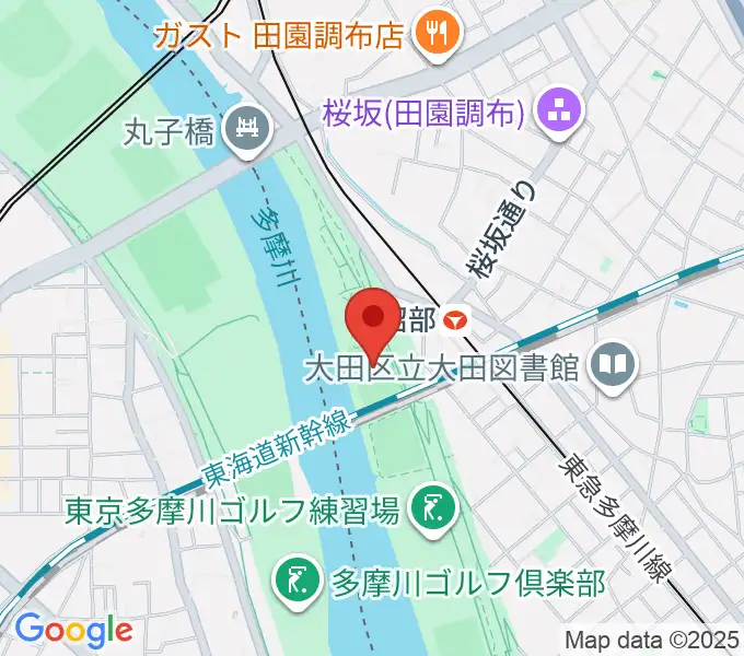 多摩川丸子橋緑地少年野球場の地図