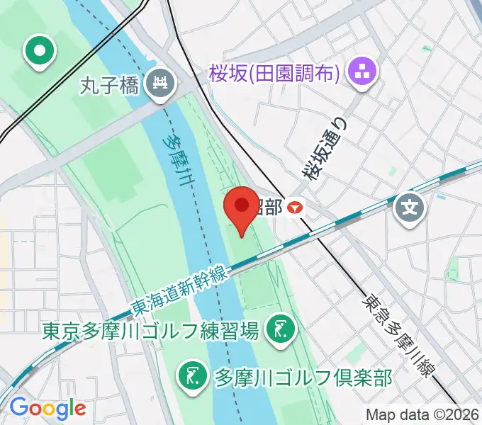 多摩川丸子橋緑地少年野球場の地図