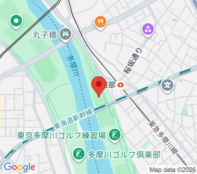 多摩川丸子橋緑地少年野球場の地図