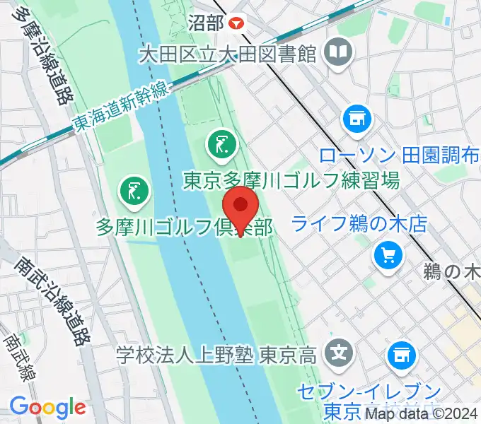 鵜の木緑地球技場の地図