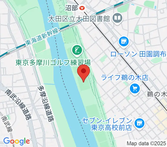 鵜の木緑地球技場の地図