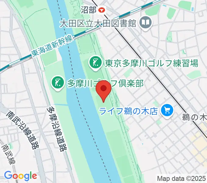 鵜の木緑地球技場の地図