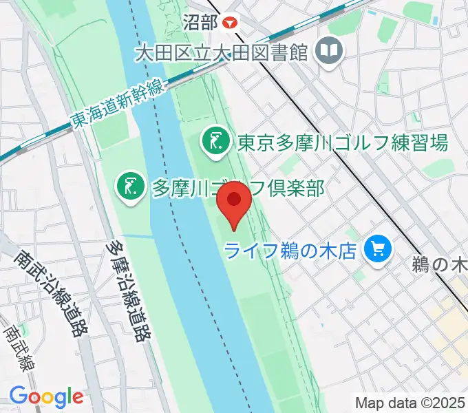 鵜の木緑地球技場の地図