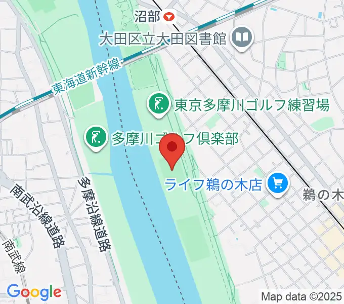 鵜の木緑地球技場の地図