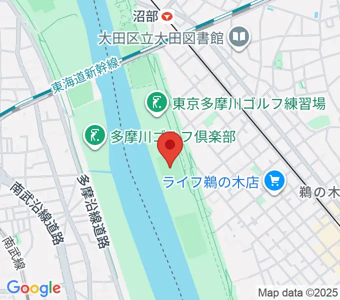 鵜の木緑地球技場の地図