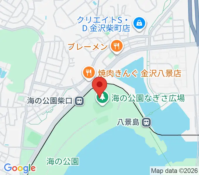 海の公園なぎさ広場多目的グラウンドの地図