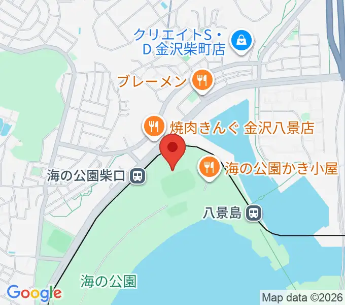 海の公園なぎさ広場多目的グラウンドの地図