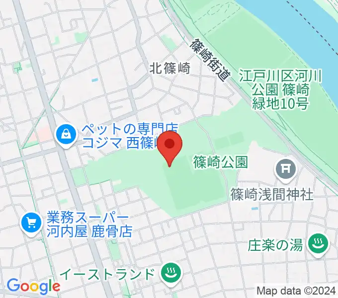 篠崎公園A地区野球場の地図