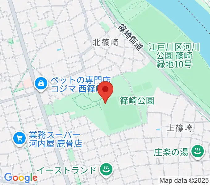 篠崎公園A地区野球場の地図