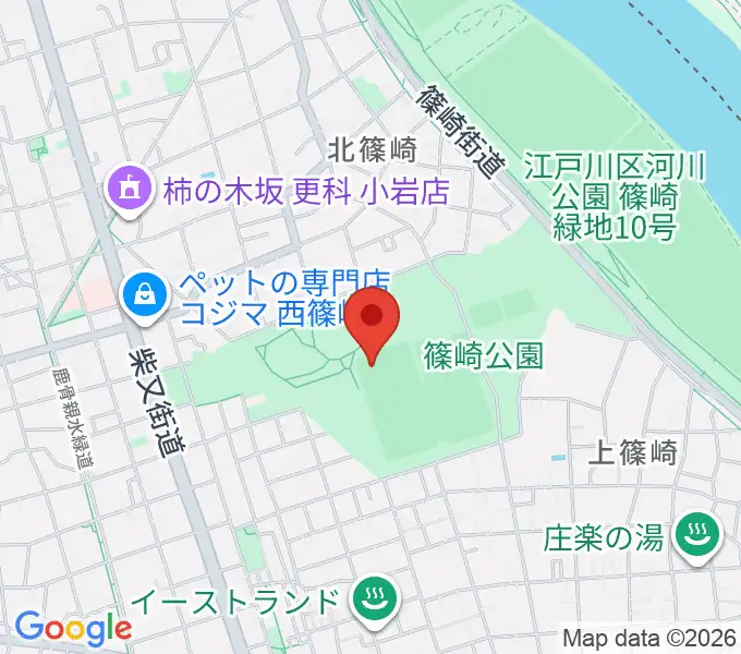 篠崎公園A地区野球場の地図