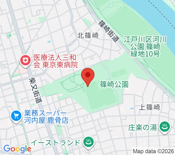 篠崎公園A地区野球場の地図